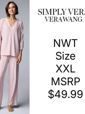 NWT Simply Vera Vera Wang 2-pc. Pajama Top & Pajama Bottoms Set Size XXL